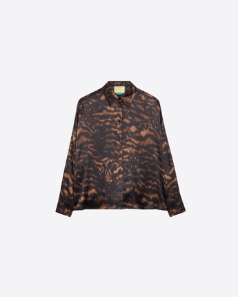 MOMONÌ CAMICIA CAMICIA FLAU IN RASO STRETCH DI SETA STAMPATA