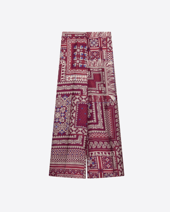 MOMONÌ PANTALONI PANTALONE AMPIO COCOS BIS IN TWILL DI SETA STAMPATO ALLOVER