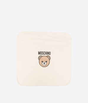 MOSCHINO COPERTA BEIGE / UNI COPERTA PER NEONATI CON STAMPA TEDDY