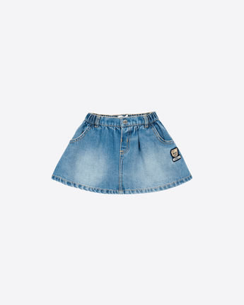 MOSCHINO GONNA GONNA DENIM CON PATCH TEDDY BEAR