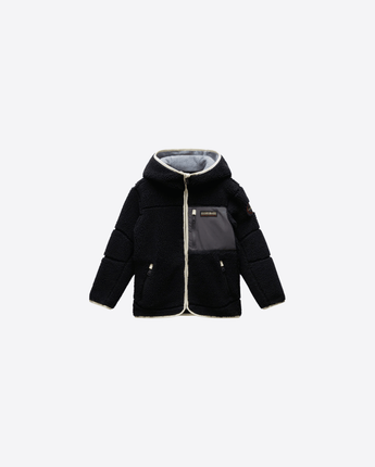 NAPAPIJRI FELPA BLACK / 8 FELPA IN PILE CON CAPPUCCIO E ZIP YUPIK