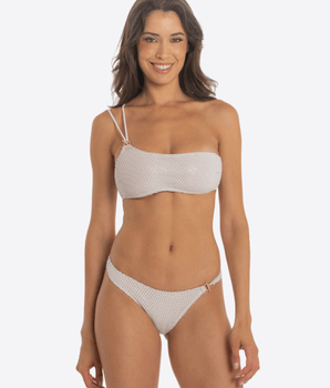 PIN-UP STARS COSTUME DA BAGNO BIKINI FASCIA MONOSPALLA LAMÈ CROCHET