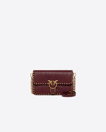 PINKO BORSA BORDEAUX / UNI BORSA LOVE ONE SLOUCHY IN PELLE CON BORCHIE