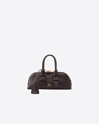 PINKO BORSA MARRONE / UNI BOWLING ESCAPE BAG HORIZONTAL IN PELLE FIORE
