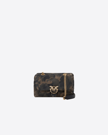 PINKO BORSA VERDE MILITARE / UNI BORSA MINI LOVE BAG PUFF IN SUEDE CAMOUFLAGE