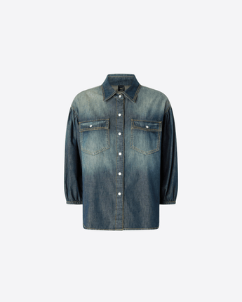 PINKO CAMICIA CAMICIA IN DENIM CON MANICHE A PALLONCINO