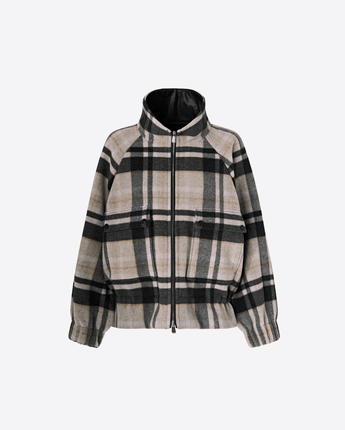 PINKO GIACCA CABAN CON ZIP E FANTASIA CHECK
