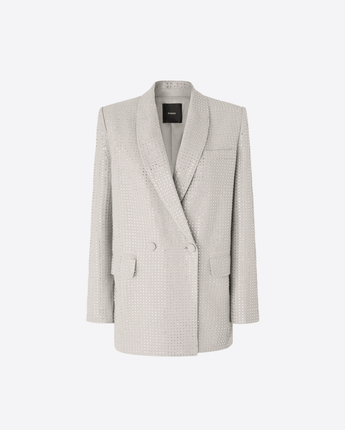 PINKO GIACCA GRIGIO / 40 BLAZER OVERSIZE DOPPIOPETTO CON STRASS
