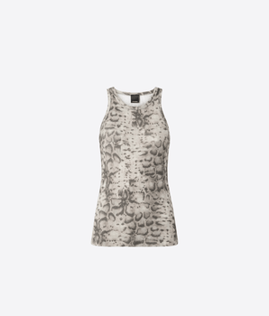 PINKO MAGLIA CANOTTA A COSTINE CON STAMPA SNAKE