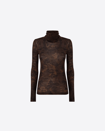 PINKO MAGLIA DOLCEVITA CON STAMPA CAMOUFLAGE FLOREALE