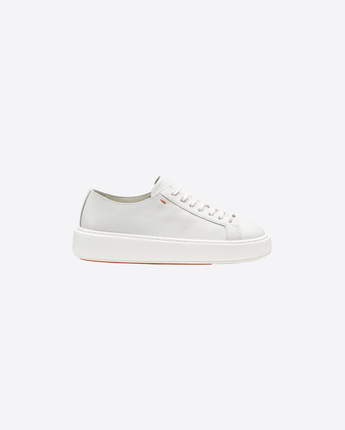 SANTONI SCARPE SNEAKERS IN PELLE BOTTALATA BIANCA