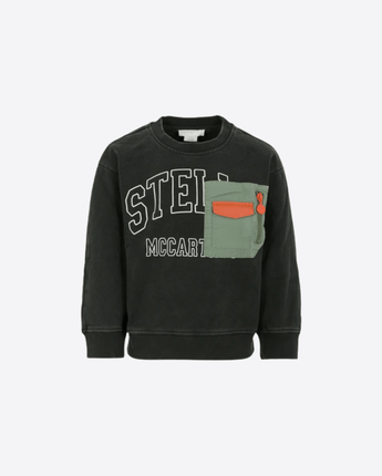 Stella McCartney FELPA BLACK / 4A FELPA CON TASCHINO E LOGO