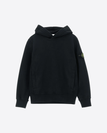 STONE ISLAND FELPA NERO / 8A FELPA CON LOGO E CAPPUCCIO