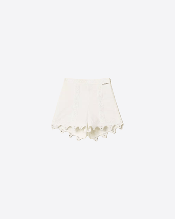 TWINSET SHORTS SHORTS IN POPELINE CON PIZZO