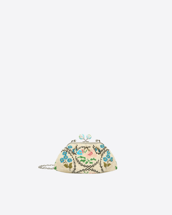 WEEKEND MAX MARA BORSA ROSA / UNI PASTICCINO BAG EXTRA SMALL RICAMATA CON PERLINE