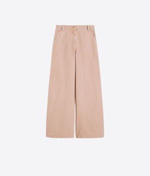 WEEKEND MAX MARA PANTALONI PANTALONE WIDE LEG IN CANVAS DI COTONE