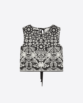 WEEKEND MAX MARA TOP TOP CROP IN COTONE STAMPATO
