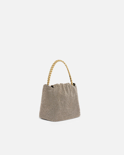 PINKO | MINI BORSA POCHETTE IN MAGLIA STRASS