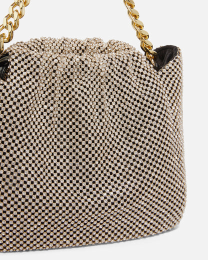 PINKO | MINI BORSA POCHETTE IN MAGLIA STRASS