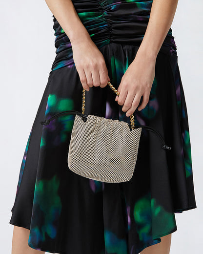 PINKO | MINI BORSA POCHETTE IN MAGLIA STRASS