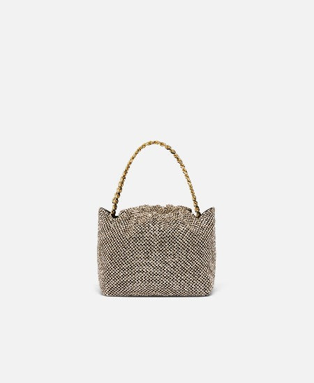 PINKO | MINI BORSA POCHETTE IN MAGLIA STRASS