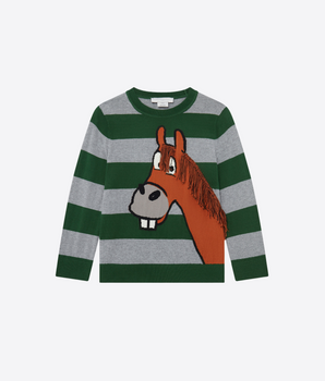 MAGLIA CON FRANGE E GRAFICA CAVALLO