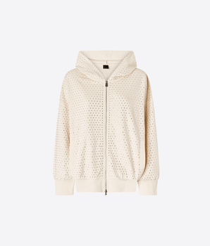 FELPA FULL STRASS CON ZIP E CAPPUCCIO