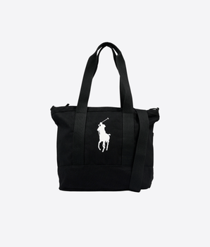 BORSA TOTE IN COTONE CON LOGO RICAMATO A CONTRASTO