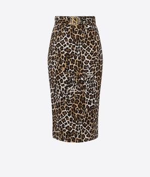 ANIMAL CREPE MIDI SKIRT