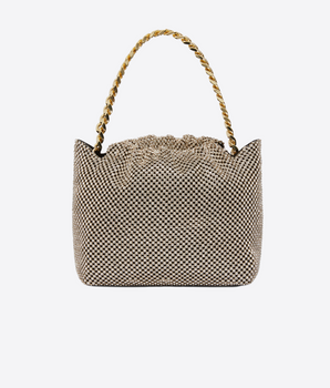 MINI BORSA POCHETTE IN MAGLIA STRASS