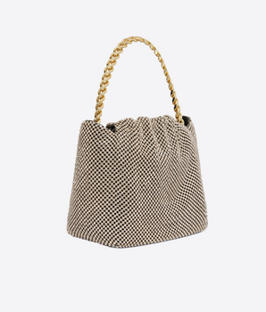 MINI BORSA POCHETTE IN MAGLIA STRASS