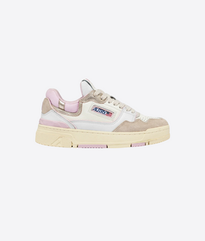 SNEAKERS CLC LOW IN PELLE BIANCA, ROSA E BEIGE