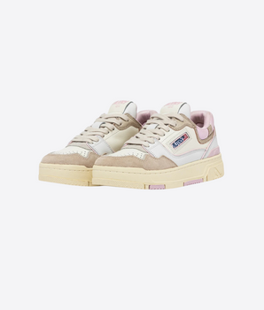 SNEAKERS CLC LOW IN PELLE BIANCA, ROSA E BEIGE