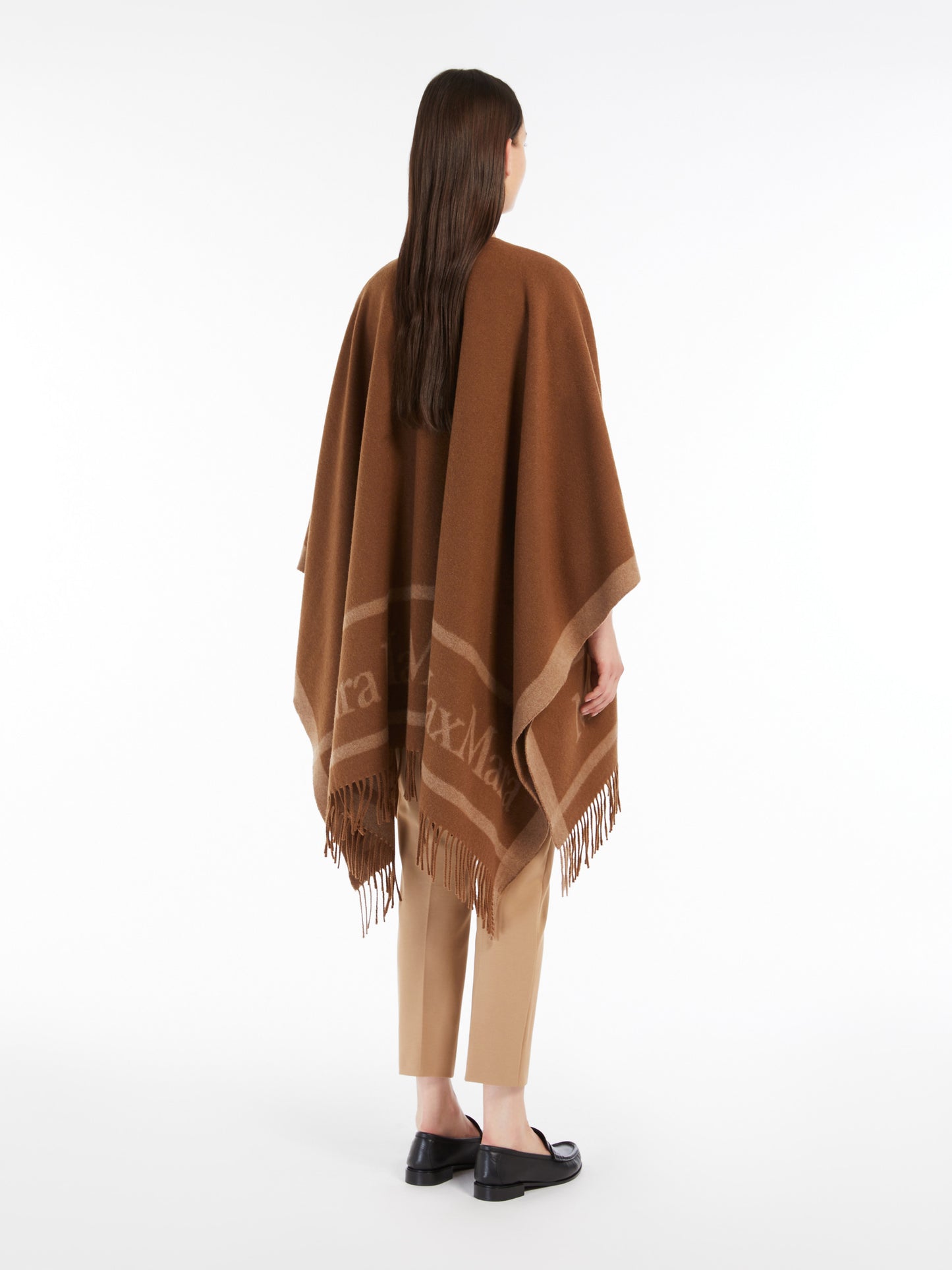 MAX MARA | PONCHO IN LANA CON LOGO JACQUARD