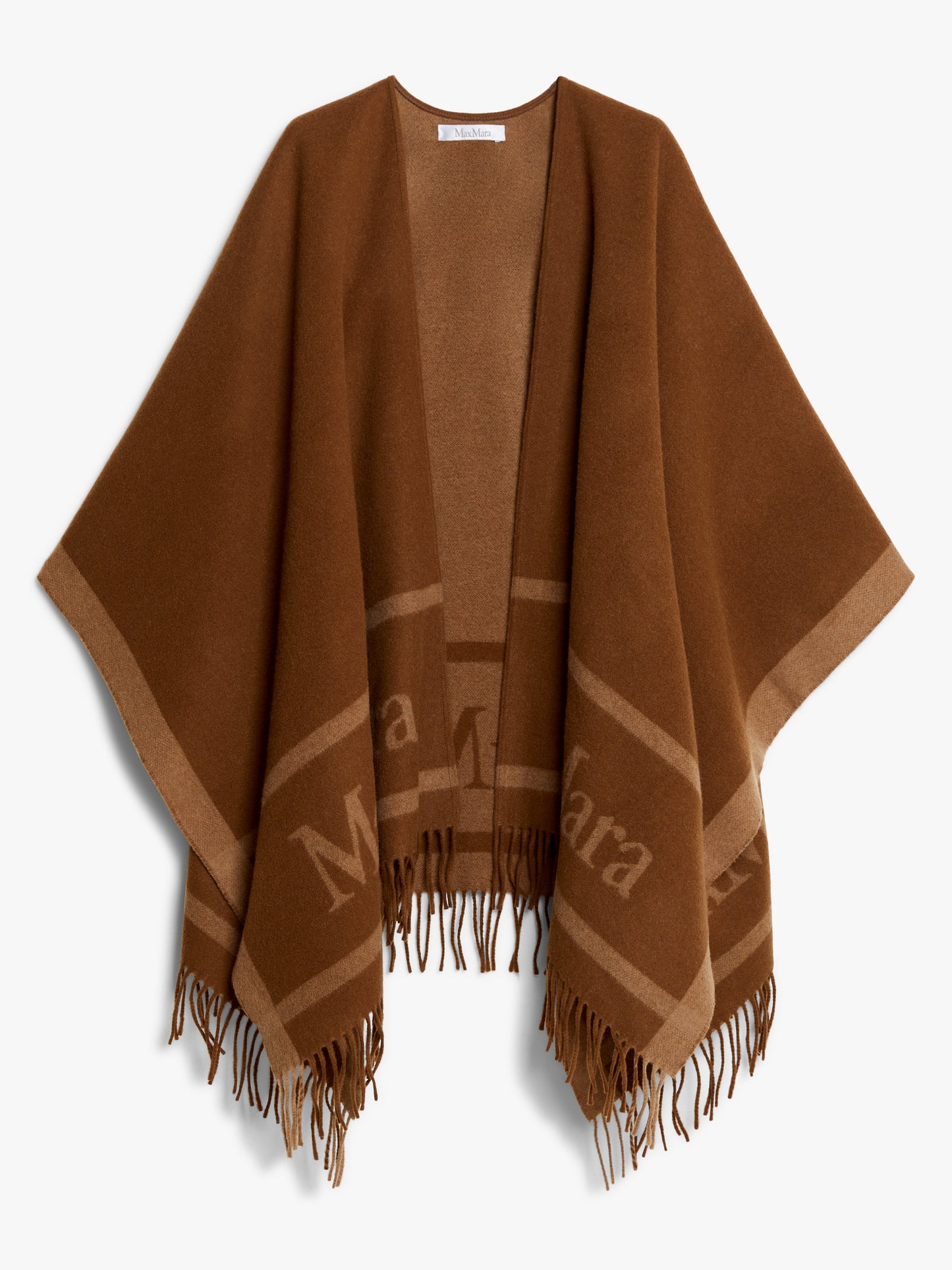 MAX MARA | PONCHO IN LANA CON LOGO JACQUARD