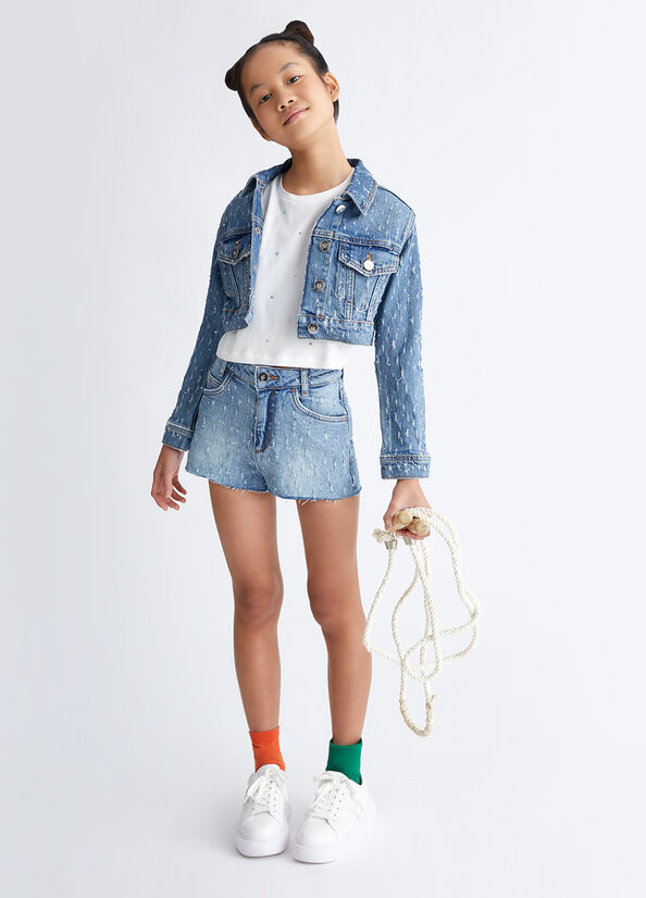 LIU JO | SHORT IN DENIM CON STRASS