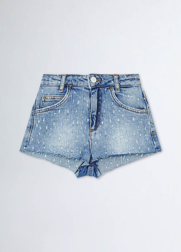 LIU JO | SHORT IN DENIM CON STRASS