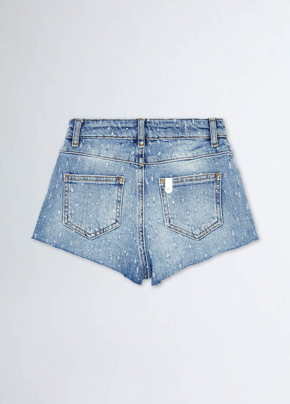 LIU JO | SHORT IN DENIM CON STRASS