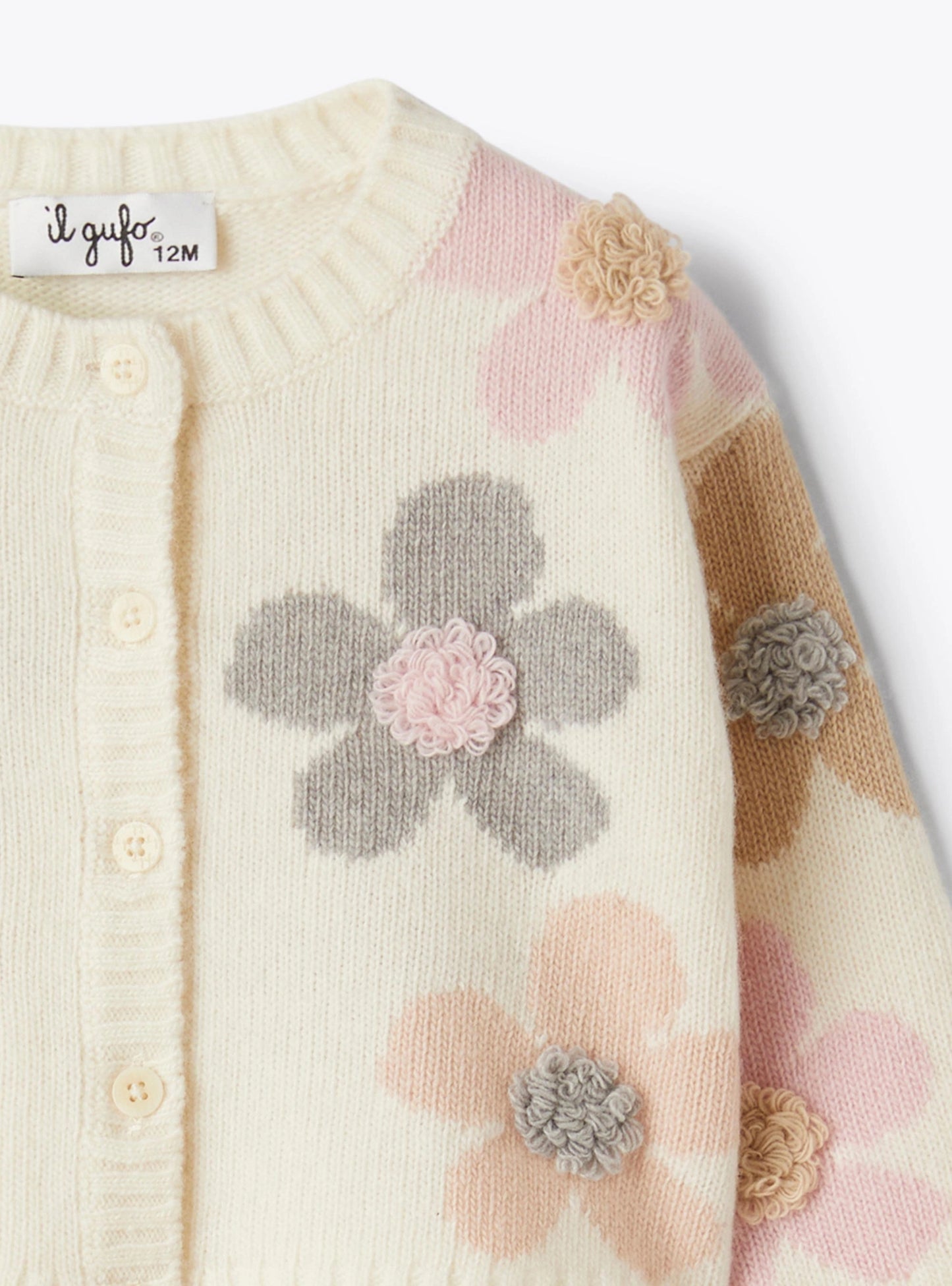 IL GUFO | CARDIGAN IN LANA CON FIORI