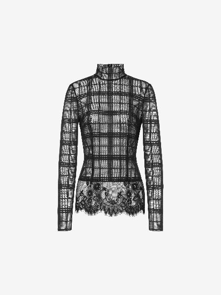 ALBERTA FERRETTI | TOP A COLLO ALTO IN PIZZO TARTAN