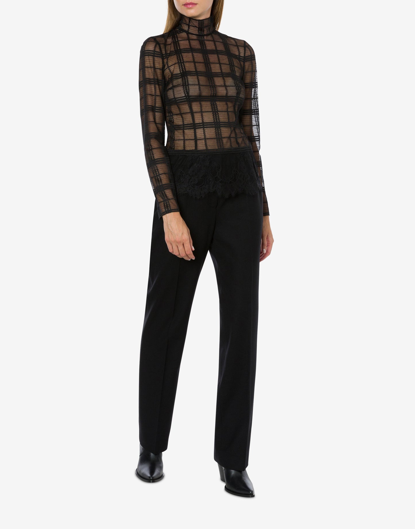 ALBERTA FERRETTI | TOP A COLLO ALTO IN PIZZO TARTAN