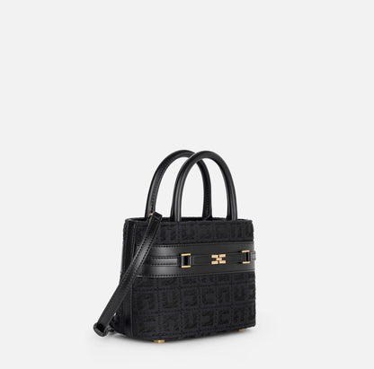 ELISABETTA FRANCHI | SHOPPER PICCOLA IN TESSUTO JACQUARD CON MORSETTO