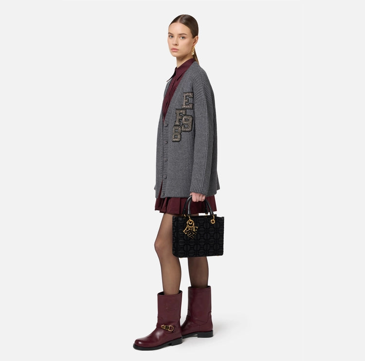 ELISABETTA FRANCHI | SHOPPER IN TESSUTO FLOCK CON CHARMS