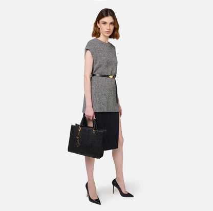 ELISABETTA FRANCHI | SHOPPER IN TESSUTO JACQUARD CON CHARMS