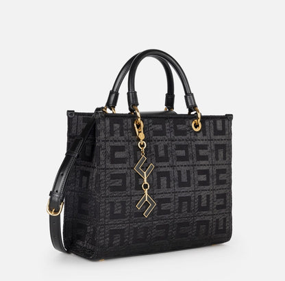 ELISABETTA FRANCHI | SHOPPER IN TESSUTO JACQUARD CON CHARMS