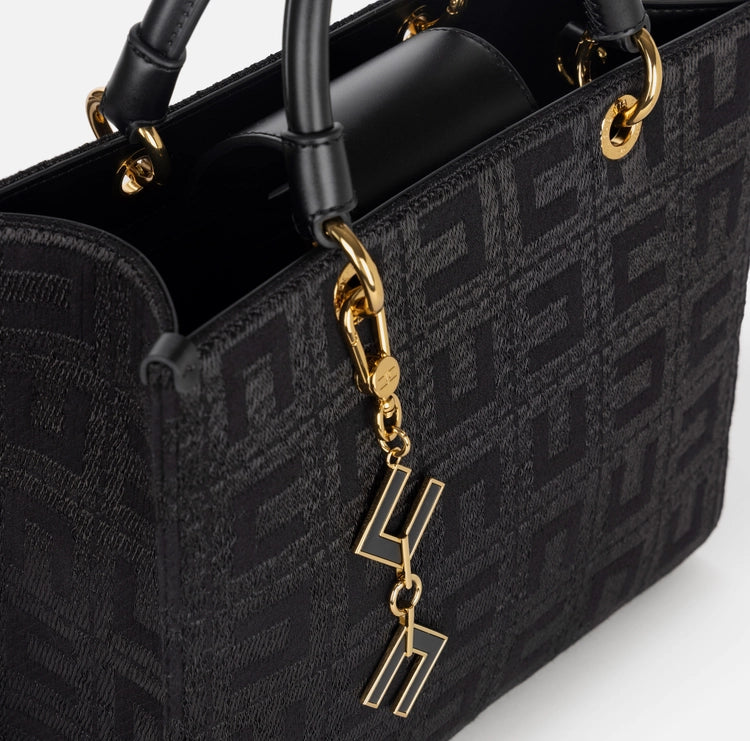 ELISABETTA FRANCHI | SHOPPER IN TESSUTO JACQUARD CON CHARMS