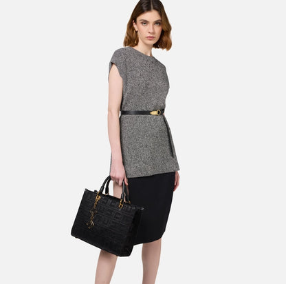 ELISABETTA FRANCHI | SHOPPER IN TESSUTO JACQUARD CON CHARMS