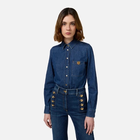 ELISABETTA FRANCHI | CAMICIA IN DENIM CON TASCHINO