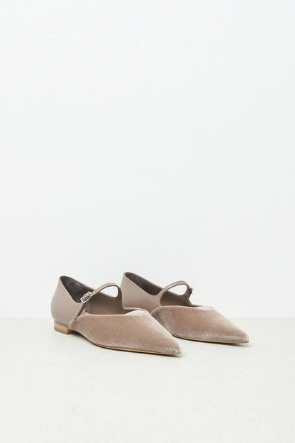 PESERICO | BALLERINA FLAT IN TESSUTO E PELLE