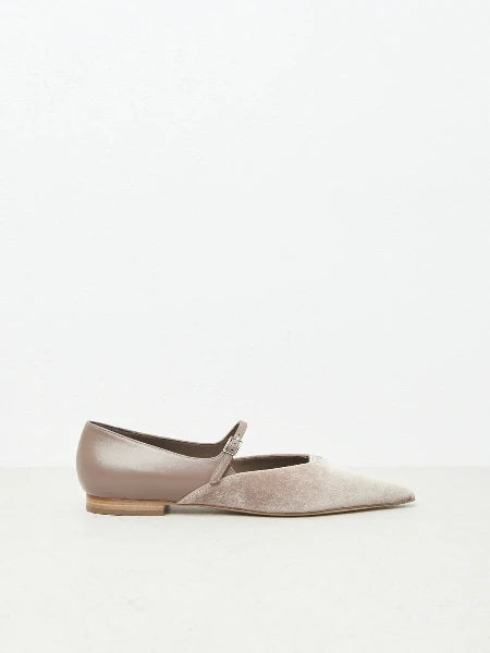 PESERICO | BALLERINA FLAT IN TESSUTO E PELLE